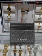 Michael Kors Cooper Men Signature Logo Tall Credit Card Case Wallet Black