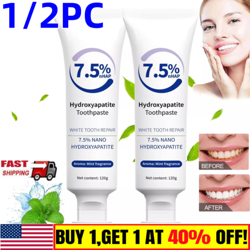 1/2Pz Dentifricio Idrossiapatite per Protezione Smalto,Menta Delicata,Alito Fresco