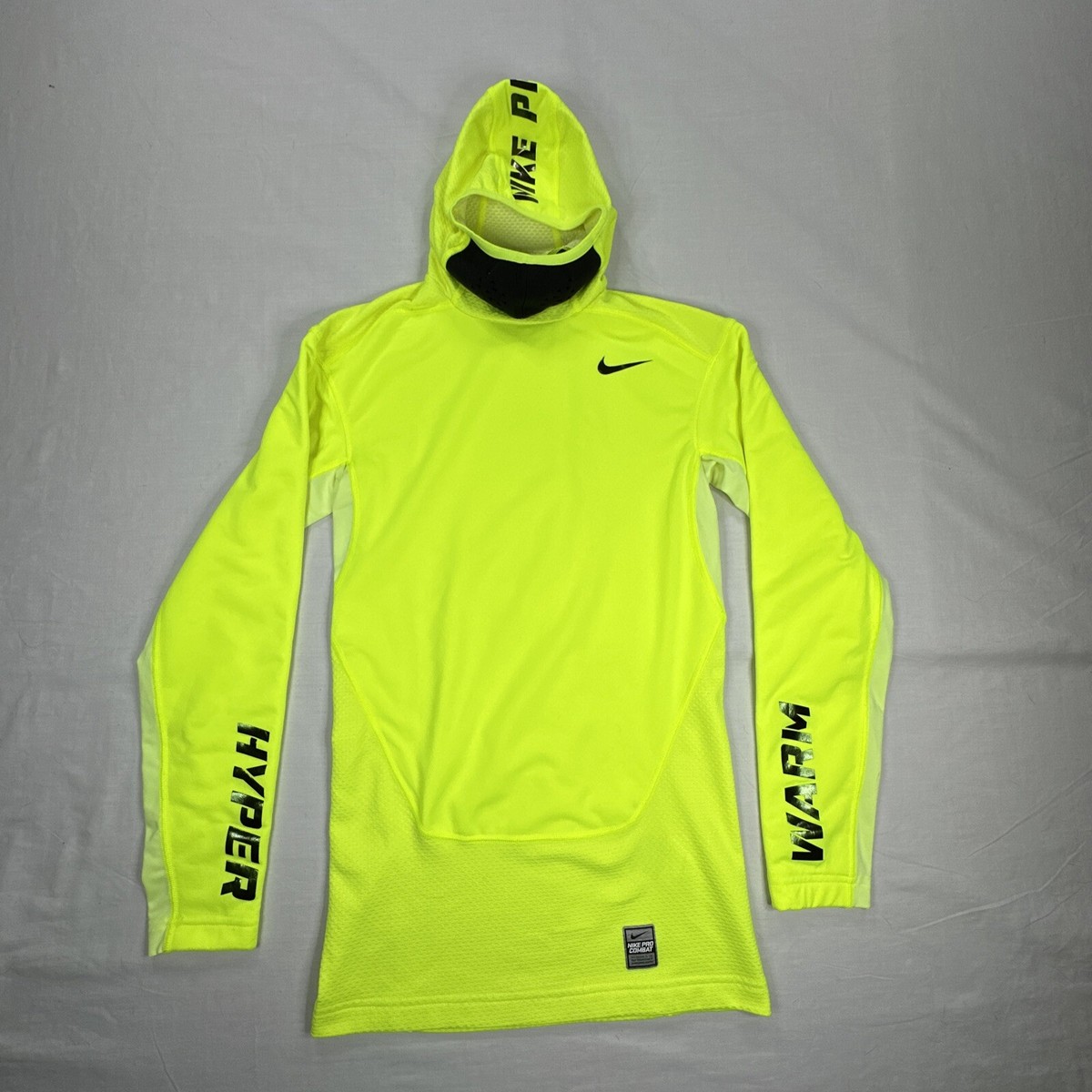 Nike S Hyper Warm Hoodie Shirt Volt Neon Yellow Face Mask