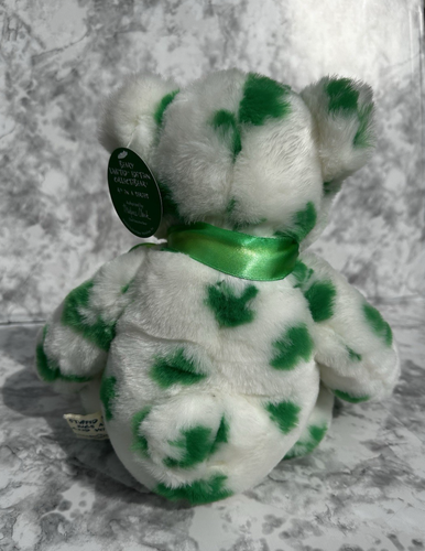 Peluche Build A Bear Lucky edición limitada 2003 - 14" blanco/verde tréboles. Etiqueta - Imagen 9 de 24