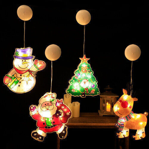 Fenster Weihnachten Hänge LED Licht Weihnachten Ornament Saugnapf Akku Wohnkultur - Bild 1 von 15
