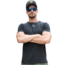 IDOGEAR Tactical Shirt Short Sleeve Camo Army Round Collar Duty Perspiration