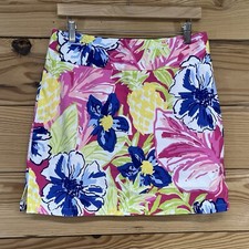 Rafaella Skirt Skort Small Bright Floral Pink Blue Yellow Pull On Stretch B135