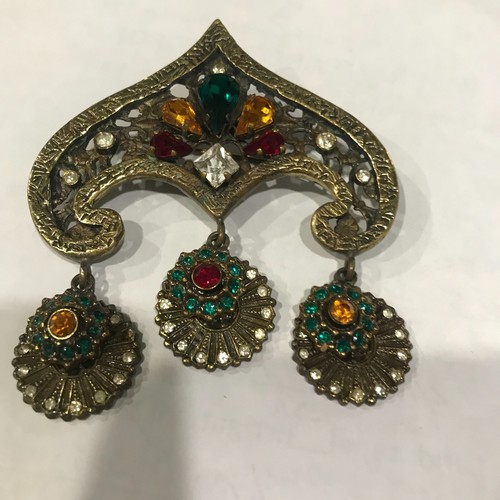 Vntg 1980s IL GIOIELLO DI FIRENZE ITALY Gorgeous Multicolor Rhinestone Brooch