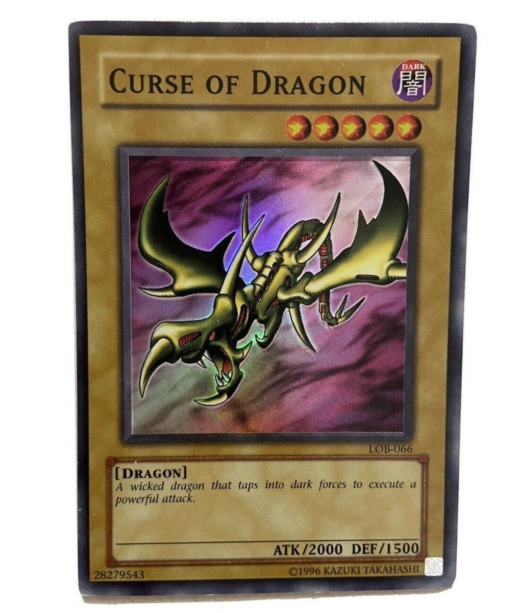 Yugioh Curse of Dragon Card LOB-066 Foil Card Misprint Shift Super