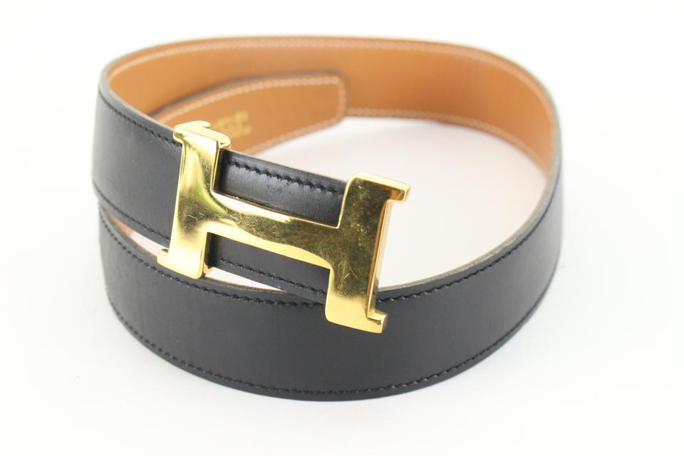 Hermès Reversible Black x Brown x Gold 24mm Constance H Logo  display picture 3