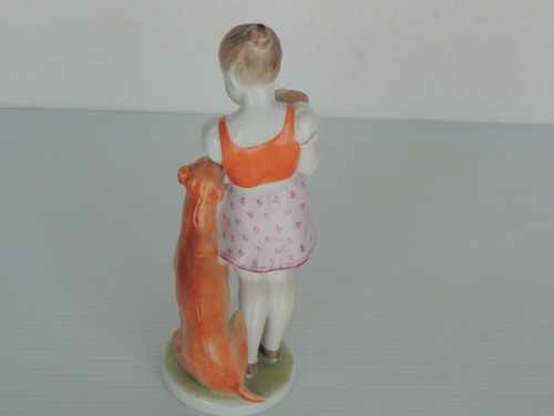 HEREND PORCELAIN HANDPAINTED GIRL WITH POINTER DOG FIGURINE 5429 - Picture 6 of 7