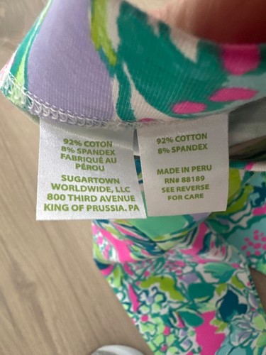 Lilly Pulitzer Maia Tropical Print Girls Leggings L (8-10) Cotton/Spandex Pink & - Picture 4 of 4