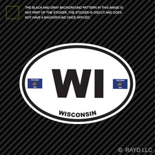 Wisconsin State Flag Oval Sticker Die Cut Decal WI