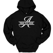 Letter A Monogram Your Text Here Custom Hooded Sweatshirt Funny Humor Hoodie