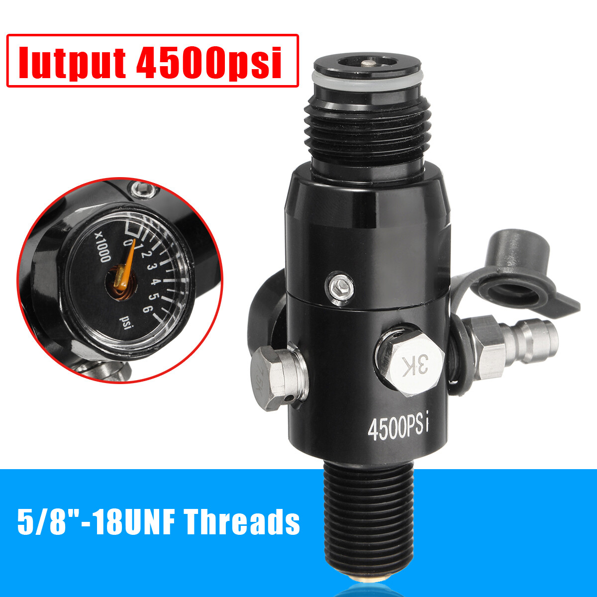 5/8''-18UNF Thread Paintball 4500psi HPA Air Tank Valve Regulator