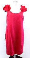 NWT Ann Taylor Red Textured Ruffle Sleeve Silk Wool Shift Dress Holiday Party 10