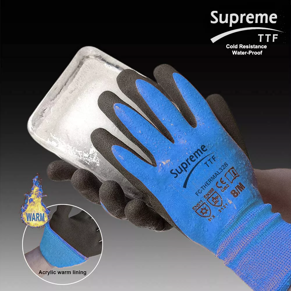 Gants de travail d'hiver étanches doublés thermiques congélateur sécurité chaude jardinage