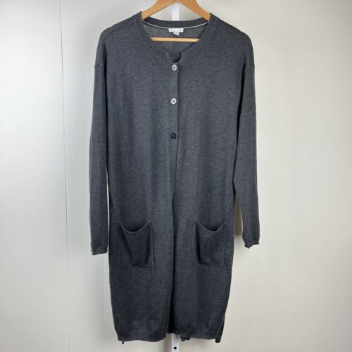 J. Jill Long Duster Cardigan Sweater Charcoal Gray Wool Blend Womens Medium