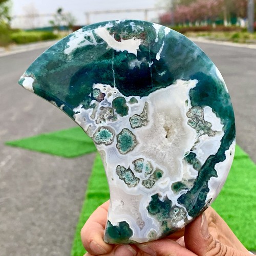 434G Natural Moss Agate Moon Quartz Crystal Healing Spirit - Picture 12 of 24