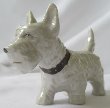 VINTAGE JAPAN PEARLIZED WHITE SCOTTISH TERRIER DOG FIGURINE