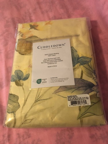 Cuddledown Sateen Duvet Cover, Yellow/Pink Floral 400 TC 100% Cotton 68 w x 86 l - Picture 3 of 16