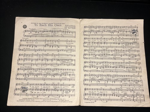 Vintage 1946 To Each His Own Sheet Music Olivia Dehavilland John Lund - Picture 3 of 3