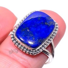 Natural Blue Lapis Lazuli 925 Sterling Silver Gemstone Ring For Her Promise Ring