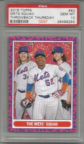 2016 Topps METS Squad Throwback Thursday Cespedes/ Syndergaard/ deGrom PSA 10 - 第 1/2 張圖片