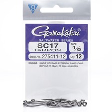 Hameçons Gamakatsu SC17 Tarpon Noir - Taille 1/0, Lot De 12 - Neufs