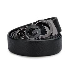 Leather Ratchet Belt for Men Automatic Buckle Work Dress Belt w/Gift Box
