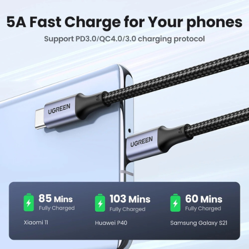 Câble USB-C vers USB-C 100W pour MacBook, iPad, Samsung, Xiaomi - Charge rapide PD - Photo 3 sur 10