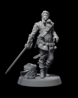 Human Sailor Swordsman DnD TTRPG Miniature 32 mm 28mm D&D RPG Fighter Hero NPC