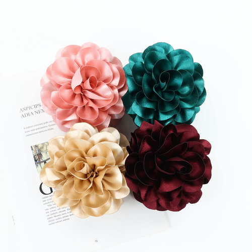 4 Pack Black Plastic Hair Claws Clips with Big Large Solid Satin Flower Rose Bow - Picture 5 of 12