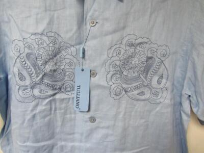 Tulliano Men's Size Medium Linen Short Sleeve Button-Down Shirt C1