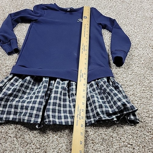 Polo Ralph Lauren Sweater Dress Girls Medium Blue Sweatshirt Plaid Preppy Mark* - Picture 5 of 8