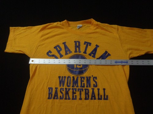 Vintage Spartan Women's Basketball Shirt Large Yellow 80s Single Stitch - Picture 6 of 7
