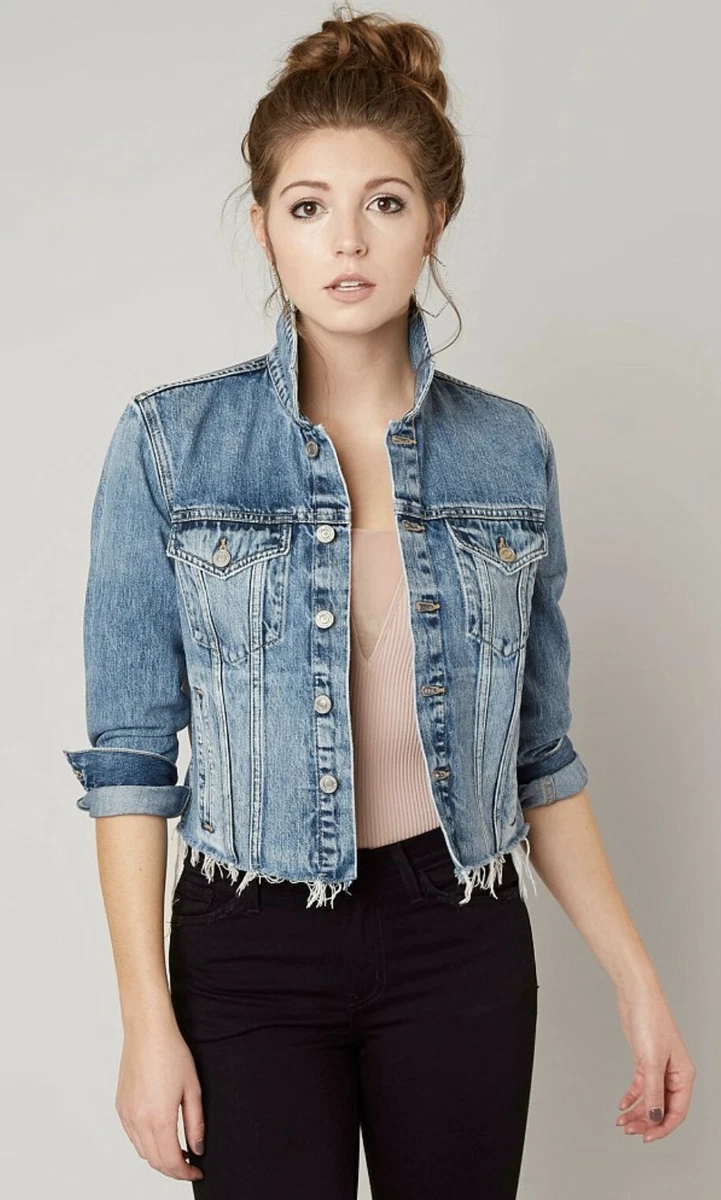 Brand new Women's Lucky Brand Ripped Denim Jacket Size XSmall The