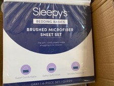 Sleepy's Brushed Microfiber Sheet Set, Gray, 4 Piece Sheet Set - Queen NEW