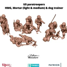 Eskice Miniatures WW2 US Airborne Paratroopers Support HMG & Mortars Bolt Action