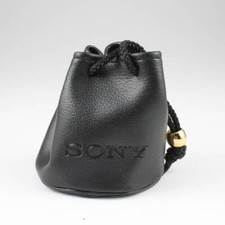 Sony - Black Faux Leather - Soft Drawstring Lens Case Pouch - 3" x 3.25"