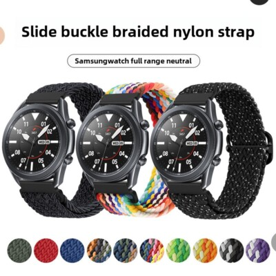 #ad Adjustable Slide Buckle Nylon Braided Stretch Watch Strap 20 22mm for Samsung $16.88