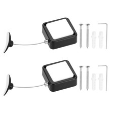 2Set 4.9ft Retractable Remote Tether Remote Cable Lock Black Plastic Cap 