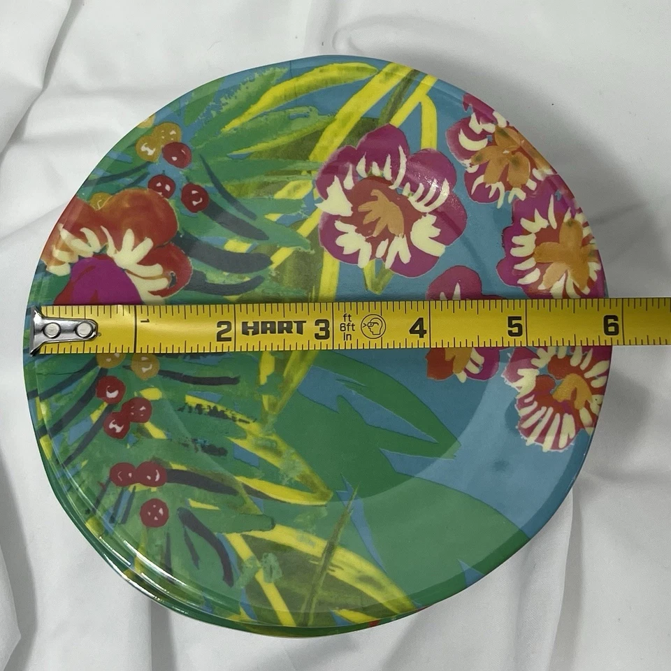 Juego de 6 platos de ensalada de melamina tropical floral Isaac Mizrahi New York (2 cada uno) Foto 4 de 4