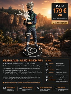 Kakashi Hatake Figur 35cm Naruto Airbrush Unikat Sammlerstück