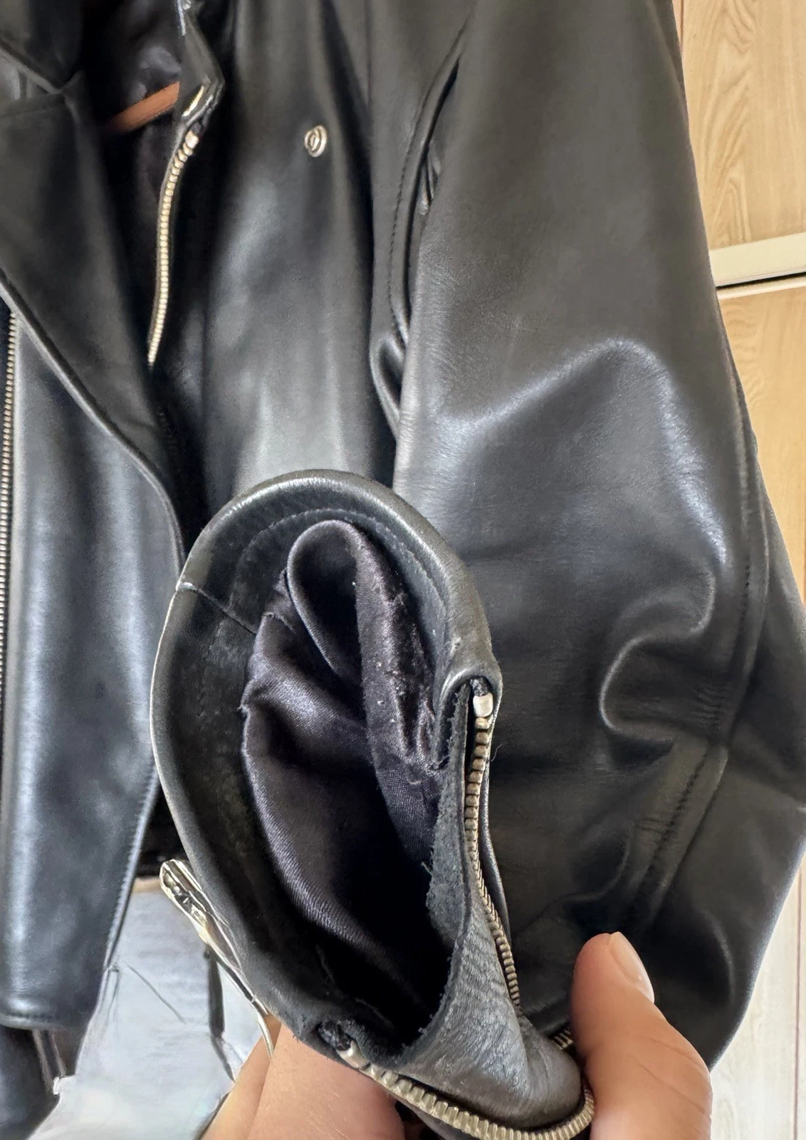 KADOYA Leather Double Riders Motorcycle Jacket Black Made in Japan Size L - product detail image 5