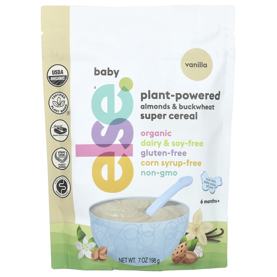 Baby, Plant-Powered Almonds & Buckwheat Super Cereal, 6+ Months, Vanilla, 7 oz