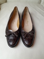 Salvatore Ferregamo vintage womens tassel slip on brown python leather US 8,5