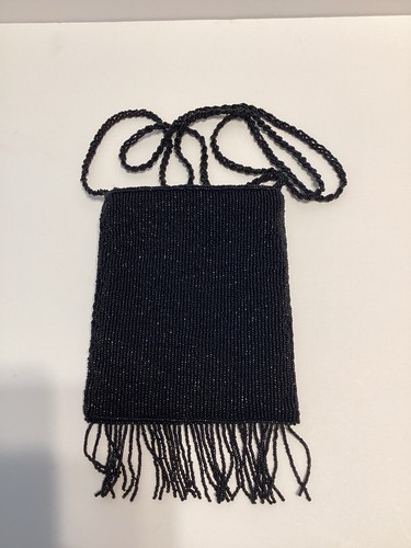 Ermo Small Crossbody Purse Bag Beadedsequin Art Deco Design Fringe - Picture 2 of 3