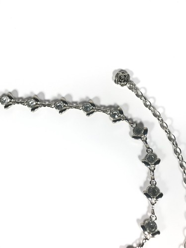 Cintura donna catena taglia unica argento gioiello floreale strass abito casual metallo - Foto 6 di 10