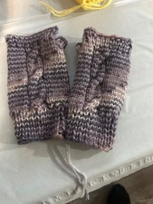 muti colored purple hand knit fingerless gloves