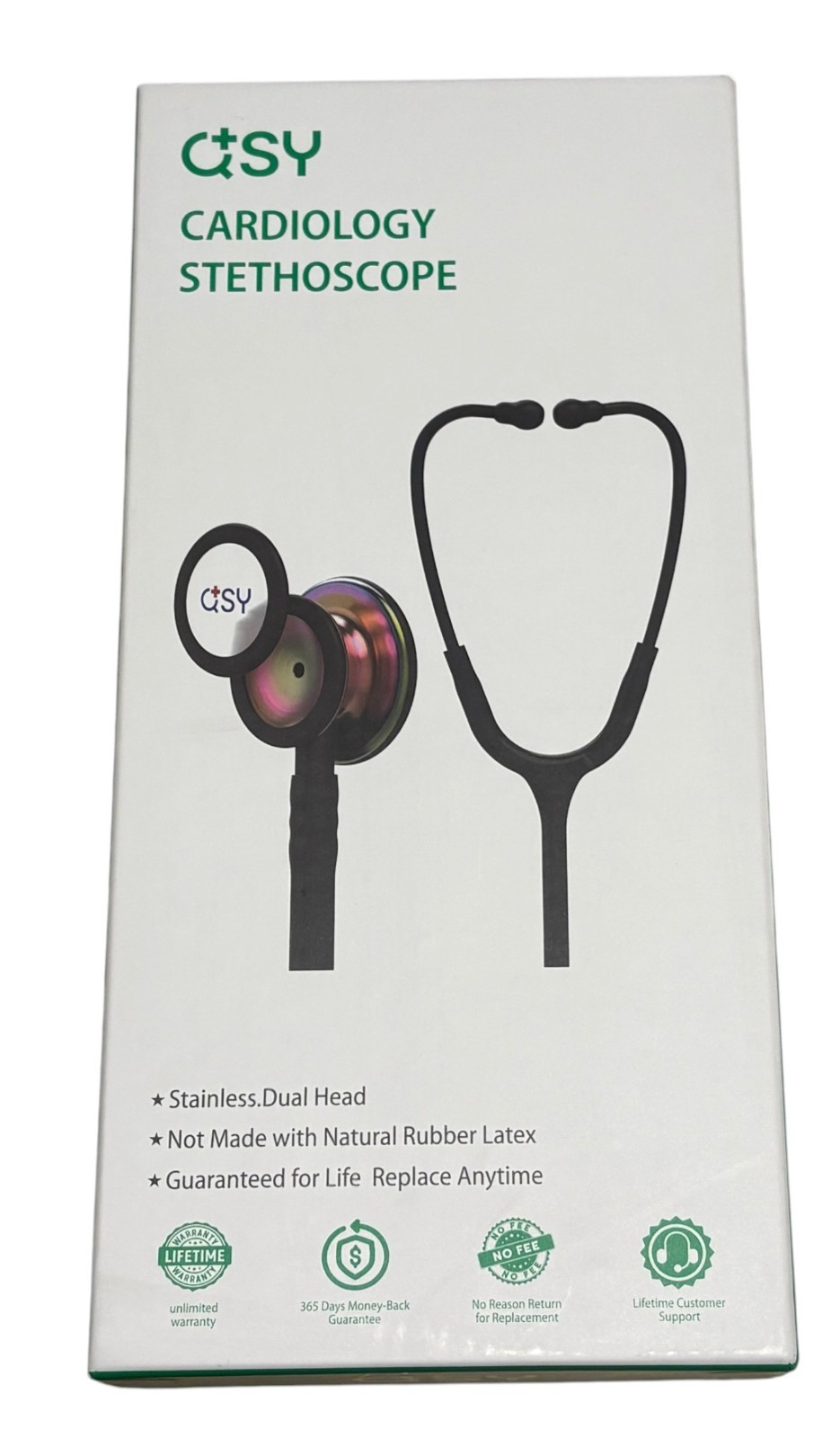 Professional Stainless Steel Stethoscope - Dual Head, Pediatric & Adult, Black