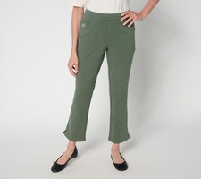 Quacker Factory DreamJeannes Regular Flat Waist Straight Leg Ankle Pants Ivy S N