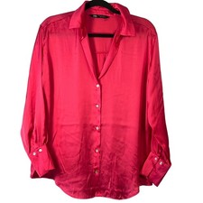 Blusa donna Zara rosa shabby chic con bottoni audace donna vacanza elegante top M
