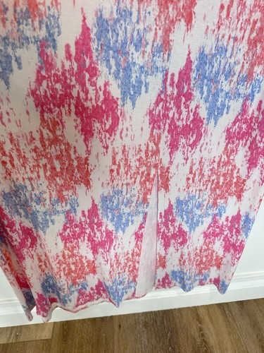 Kate & Mallory Womens 1X Tie Die Pink Orange Short Sleeved V-Neck Maxi Dress - Picture 3 of 6